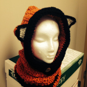Crochet Fox Hooded scarf