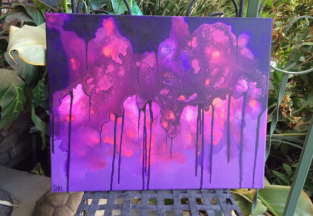 Original Purple Fluid Acrylic Abstract Painting
