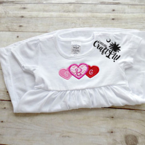 Valentines Day White Cotton Dress, Hearts, Monogrammed,Embroidered, Personalized, Appliqued