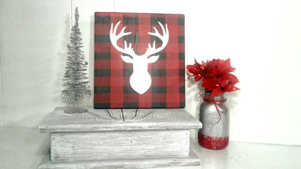 Christmas Decor - Christmas Decorations - Wood Christmas Decor - Plaid Christmas Decor - Plaid Christmas Wood Signs - Rustic Wood Signs