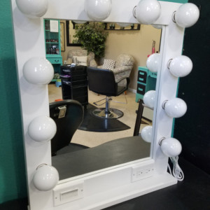 WHITE  24 x 28 Lighted Hollywood style Glamour vanity mirror