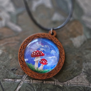 Scenic Mushroom Pendant Necklace