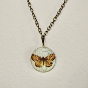 Beautiful Yellow Butterfly Photo Locket Necklace, Butterfly Locket