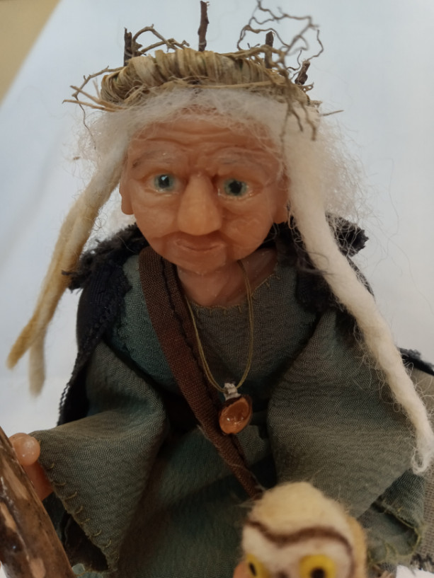 OOAK Polymer Clay Art Figure Doll Model Forest Witch Edwina mixed media sculpture