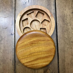 Circular Canarywood Polyhedral Dice Box for Dungeons and Dragons (DnD) or Pathfinder RPGs