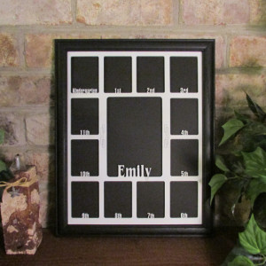 School Years Frame with Name Graduation Collage K-12 Black Picture Frame White Matte 11x14