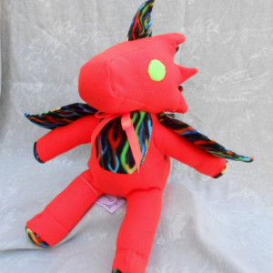 Neon Orange Large Dragon With Multi Colored Flame Accents