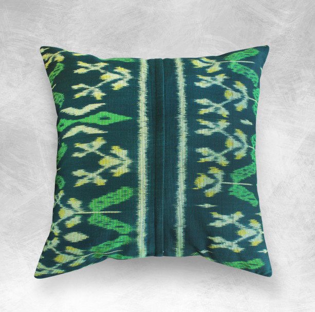 Handwoven "Banana Leaves" Ikat 18 x 18 inches Pillow Case from Java