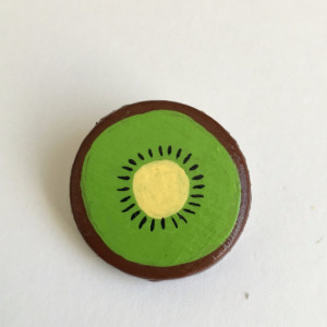 Handmade Brooch Kiwi Pin Clay Fruit Slice Artisan Jewelry accessory
