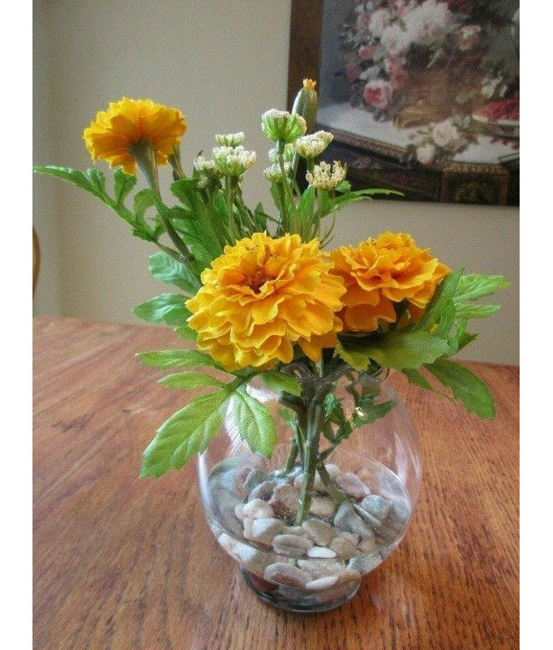 Flower Arrangement Marigold in Acrylic Water