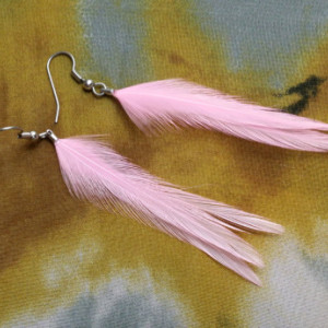 Light Pink Feather Earrings -  Feather Earrings