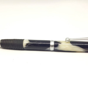 Handcrafted Acrylic Black/Pearl Slimline pen w/Comfort Grip