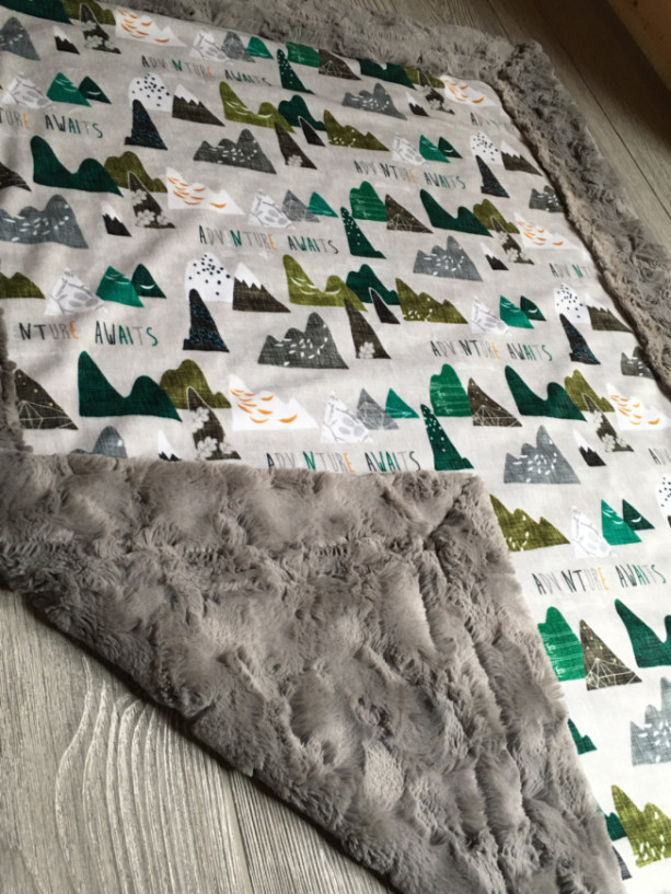 ShipsNow Minky Baby Blanket All Minky Adventure Mountain Baby Toddler Childrens