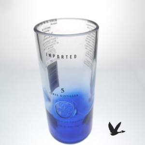 Upcycled Ciroc Vodka Bottle Collins Glasses, Set of 2, Blue