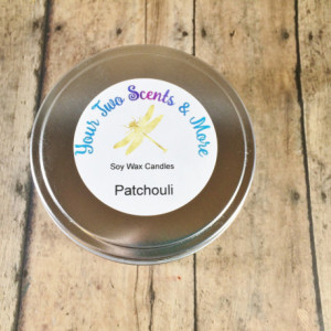 Patchouli Natural Candle, Soy Wax Candle, Vegan Candle, Eco Friendly, Yoga Candle, Meditation Candle, Scented Soy Candle, 8 Oz Candle Tin