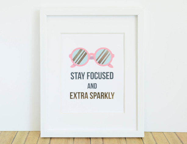 REAL GOLD FOIL Inspirational Quote Print / Stay Focused Office Decor / Gift for Her under 25 Wall Art / 8x10