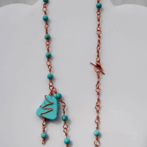 Copper Chain Necklace with Turquoise Beads