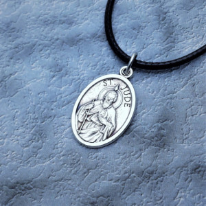 Personalized Silver Plated Saint Jude Necklace. Patron Saint of lost, impossible, and hopeless causes 