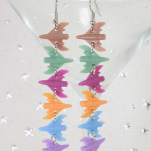 Star Fighter Ship Dangle Earrings - Upcycled Game Pieces - Air Force Pilot