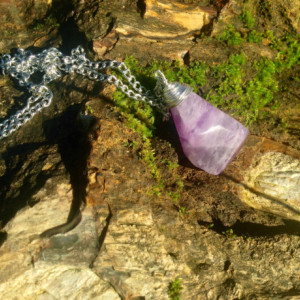 Crystal Amethyst Necklace Wire Wrapped Stone,  Bohemian Jewelry,  Gypsy Stones,  Faerie Jewelry, Crystal Gemstone Necklace OOAK Pagan Metaph