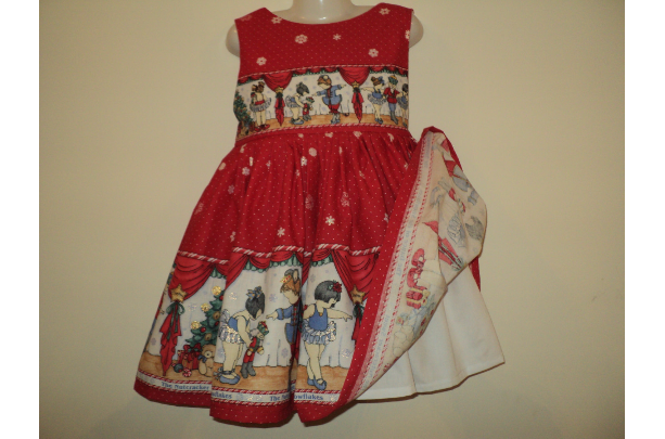NEW Handmade Daisy Kingdom Teddy Bear Christmas Border Dress Deluxe 12M-14Yrs 