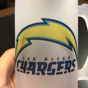 Custom Made San Diego Chargers Frosted Beer Stein 16 oz Glass Mug