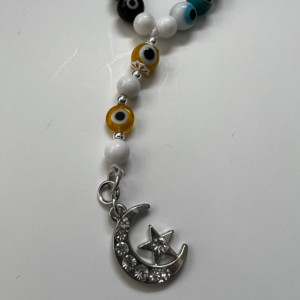 Evil Eye Prayer beads with Crescent and Star charm-gift for her Sunni Shiite