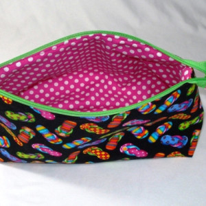 COLORFUL FLIP FLOP Cosmetic Bag , Gift Bag, Bridesmaid Gift, Holiday Gift, Toiletry Bag, Pencil Case, Travel Bag