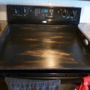 Distressed Black Stove Top Cover