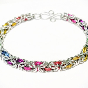 Rainbow Byzantine chainmaille bracelet