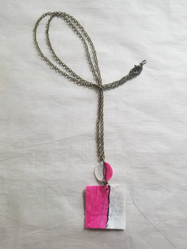Pink Colorblock Necklace 