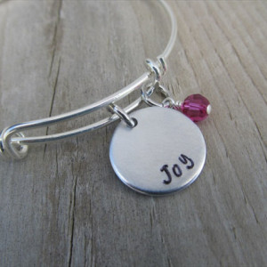 Inspiration Bracelet- Hand-Stamped "Joy" Bracelet with an accent bead in your choice of colors
