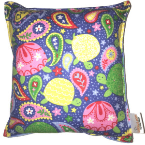 Turtle Pillow Paisley Turtles Cute Soft Flannel Pillow Kid Safe 100% Hypoallergenic Square Pillow Handmade