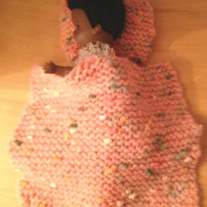 Puffy Pink Doll Baby Blanket and Pillow Set