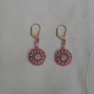 Hot pink beaded earrings