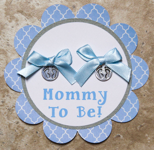 Twins Baby footprint Theme Name Tag Button Pin- (Quantity 4)