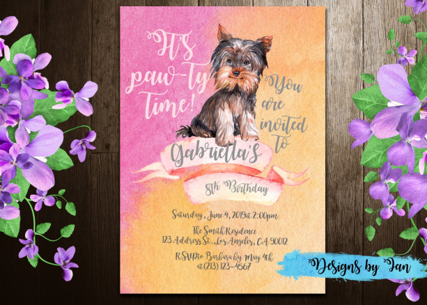 Yorkshire Terrier Birthday Printable Invitation