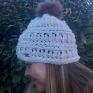 Pure white soft crochet handmade beanie hat