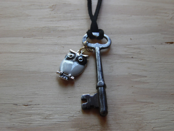 Key Necklace With Owl Charm