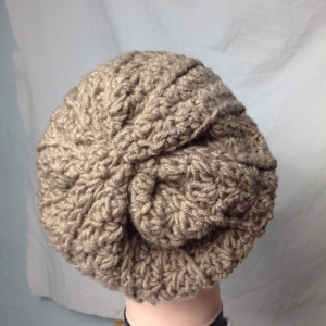 Slouchy crochet rustic hat light brown