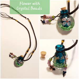 Ornate Glass Bottle on Silk Cording: includes 3 scents of your choice organic essential oils!