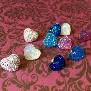 Glittery Crystal Heart Pushpins (Set of 10), Thumbtacks, Cork Board, Locker decoration, Wall Hanger, Photo Hanger,