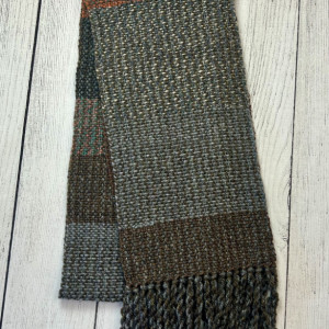 Handwoven Gray, Brown, Black, Autumnal Colors Scarf