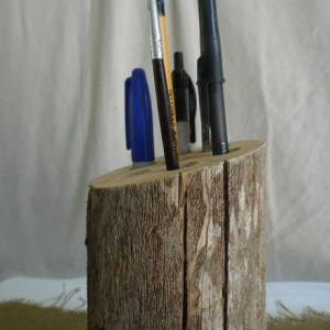 Rustic Pencil and Pen Holder, Wooden Pencil Cup, Wooden Pen and Pencil Holder, Rustic Desk Organizer