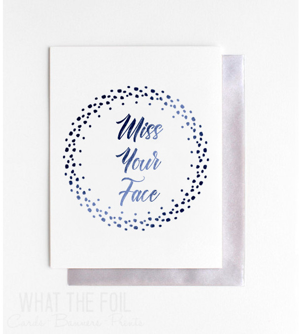 (10 Cards) Miss Your Face - Foil Greeting Card with Envelope