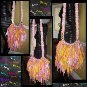 Fringe Bag,Boho Chic,Shabby Chic, Upcycled Purse,Pink,Yellow,Custom Made,One Of A Kind,unique,funky