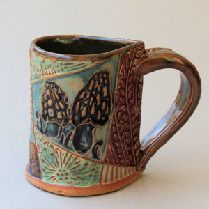 Morel Mushroom Pottery Mug Coffee Cup Handmade Stoneware Tableware Microwave and Dishwasher Safe 12oz