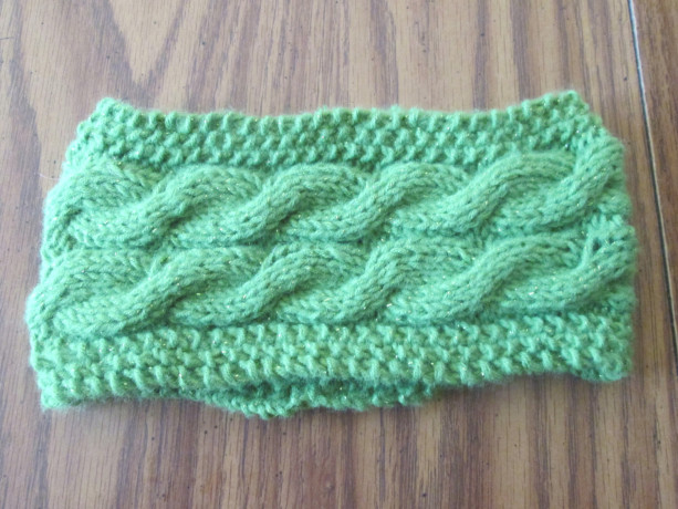 Hand Knit Headband/ Earmuff- Lime