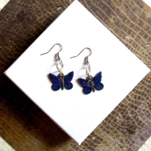 Blue Butterfly Earrings, Small Butterfly Earrings, Butterfly Jewelry, Butterfly Accessory, Gifts for Her, Earrings Butterflies Moth Earrings