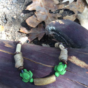 Men's bracelet, wooden bead turtle bracelet